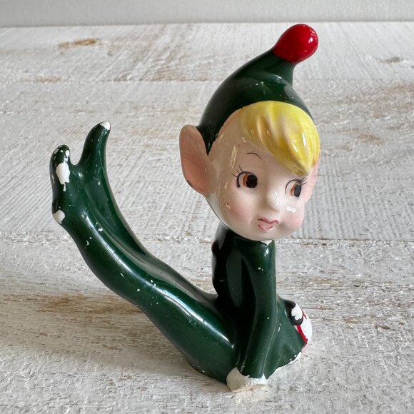 Vintage Blonde Haired Pixie Elf Figurine - Made in Japan Some Wear - Picture 1 of 9